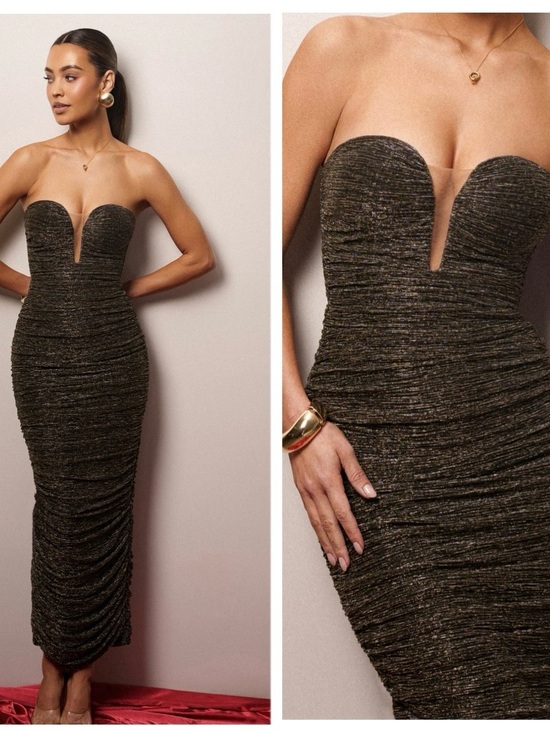 JLUXLABEL Dresses & Skirts - JLUXLABEL BLACK/GOLD METALLIC MESH MAXI DRESS - Size:LARGE